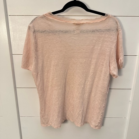 SUNDANCE Linen woman pink short sleeve lagonlook lightweight casual tee XL - Picture 2 of 10